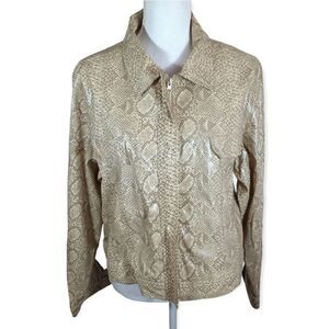 FU DA SPORT FAUX SNAKESKIN CREAM/BEIGE JACKET SZ.XL EUC